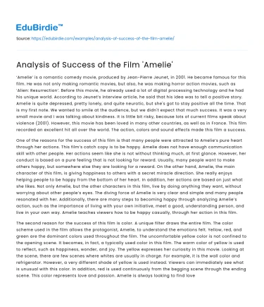 Analysis of Success of the Film ‘Amelie’