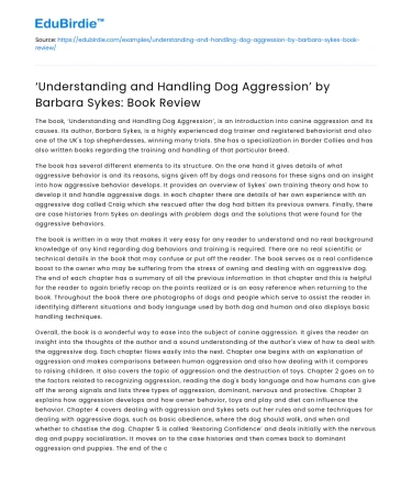 ‘Understanding and Handling Dog Aggression’ by Barbara Sykes: Book Review