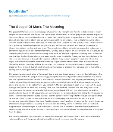 The Gospel Of Mark: The Meaning