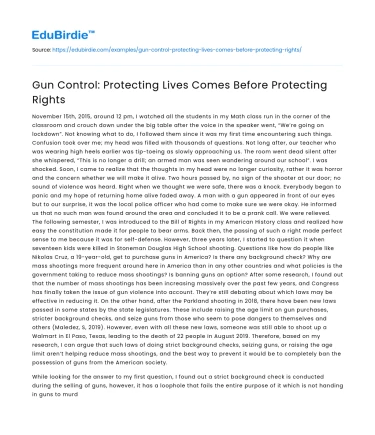 Gun Control: Protecting Lives Comes Before Protecting Rights