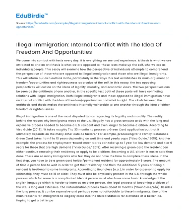 Illegal Immigration: Conflict with Freedom & Opportunities