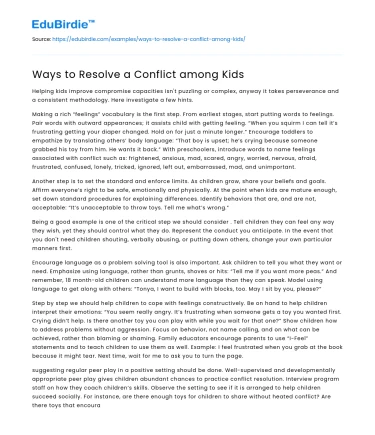 Ways to Resolve a Conflict among Kids
