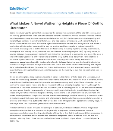What Makes A Novel Wuthering Heights A Piece Of Gothic Literature?