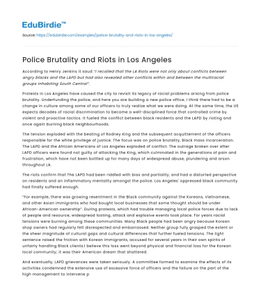 Police Brutality and Riots in Los Angeles