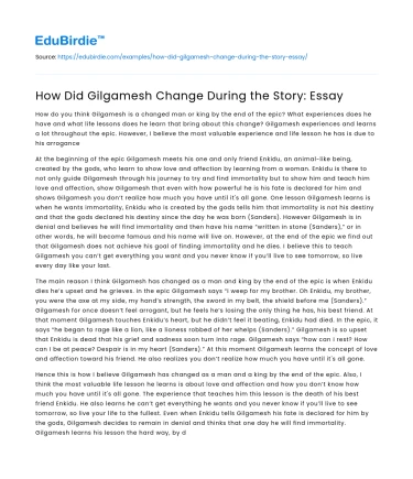 How Did Gilgamesh Change During the Story: Essay