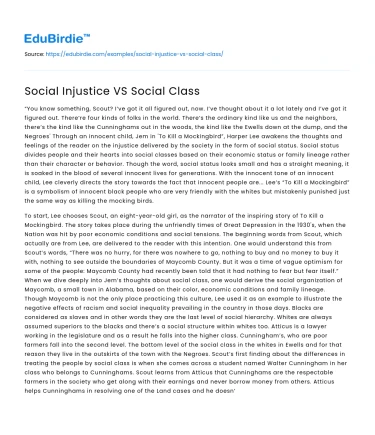 Social Injustice VS Social Class