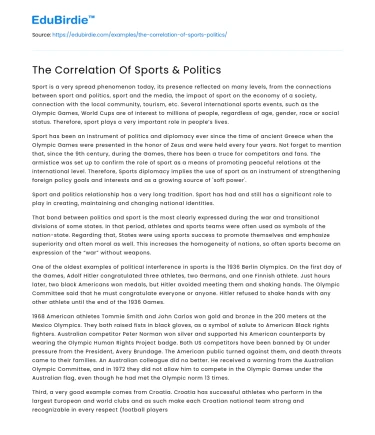 The Correlation Of Sports & Politics