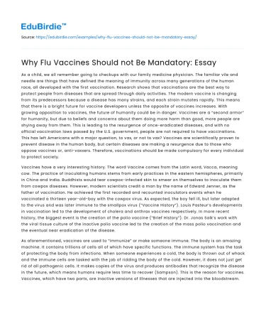 Why Flu Vaccines Should not Be Mandatory: Essay