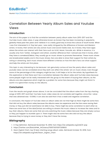 Correlation Between Yearly Album Sales and Youtube Views