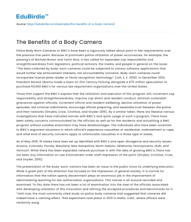 The Benefits of a Body Camera