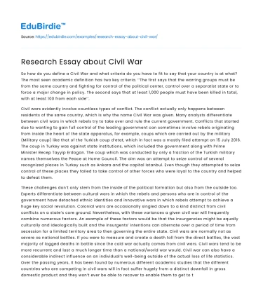 Research Essay about Civil War