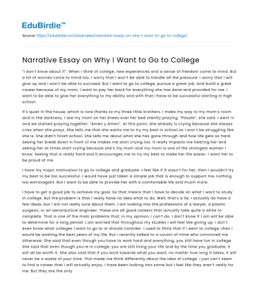 Narrative Essay on Why I Want to Go to College