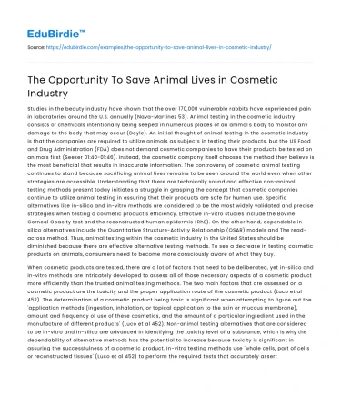 The Opportunity To Save Animal Lives in Cosmetic Industry