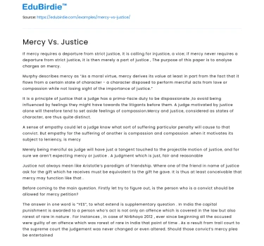 Mercy Vs. Justice