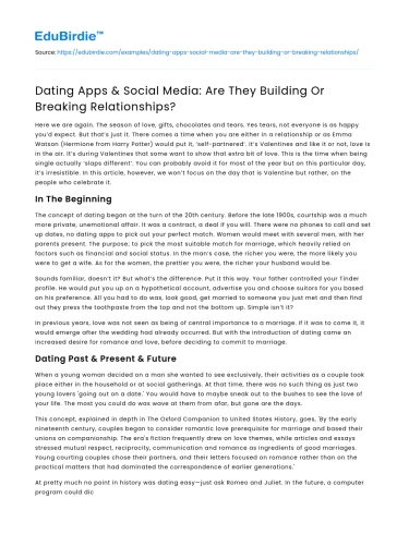 Dating Apps & Social Media: Are They Building Or Breaking Relationships?