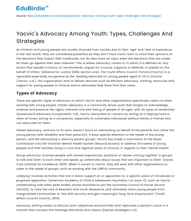 Yacvic’s Advocacy Among Youth: Types, Challenges And Strategies