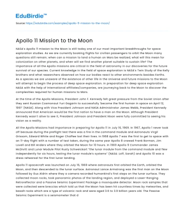 Apollo 11 Mission to the Moon