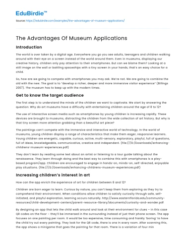 The Advantages Of Museum Applications