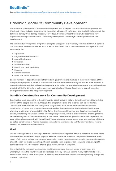 Gandhian Principles in Community Progress