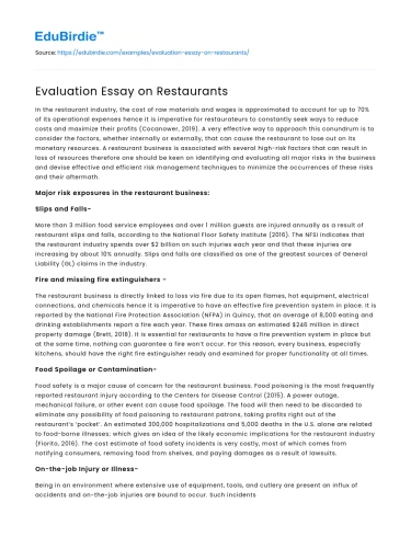 Evaluation Essay on Restaurants