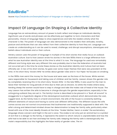 Impact Of Language On Shaping A Collective Identity