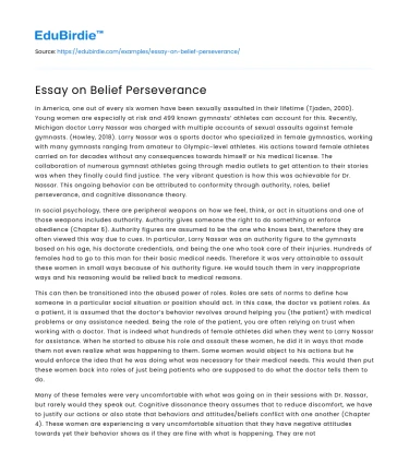 Essay on Belief Perseverance