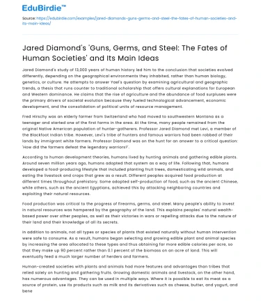 Analyzing Jared Diamond’s ‘Guns, Germs, and Steel’