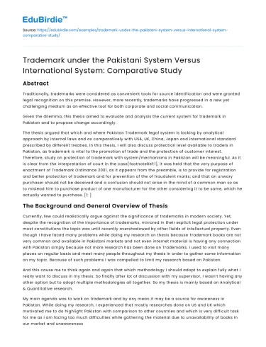 Comparison of Trademarks in Pakistan and Internationally