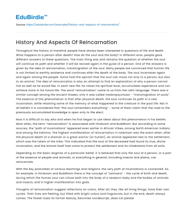 The Evolution and Dimensions of Reincarnation