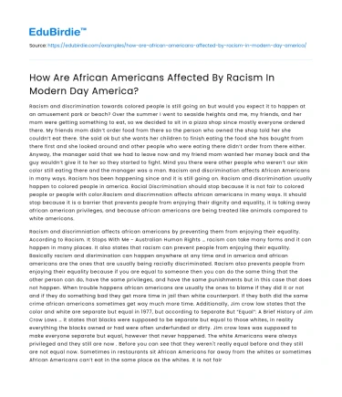 Racial Disparities in Contemporary America