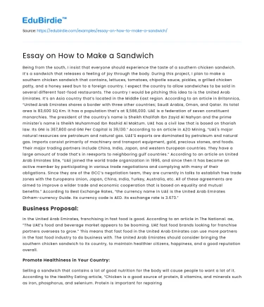 Essay on How to Make a Sandwich