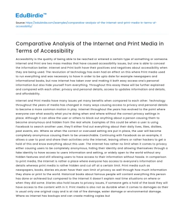 Comparative Analysis of Internet and Print Media Accessibility