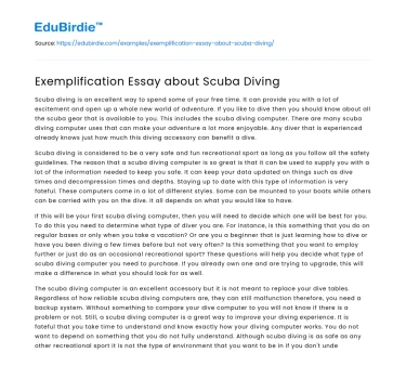 Exemplification Essay about Scuba Diving
