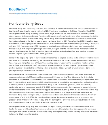 Hurricane Barry Essay