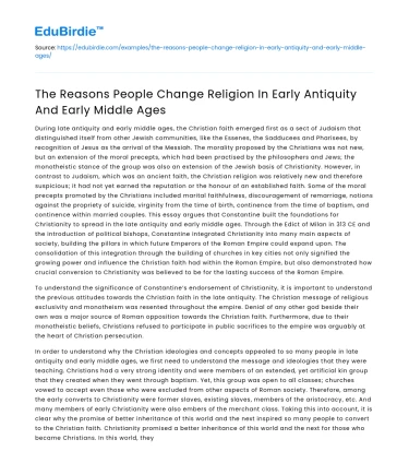 Reasons for Religious Change in Early Antiquity and Middle Ages
