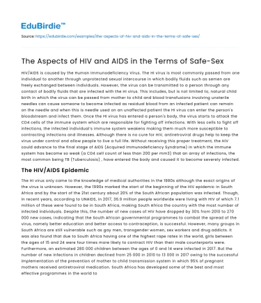 The Aspects of HIV and AIDS in the Terms of Safe-Sex