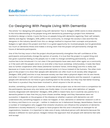 Co-Designing With People Living With Dementia