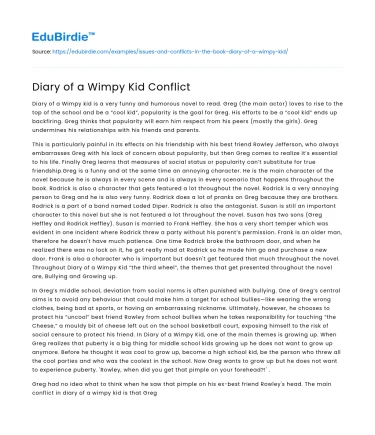 Diary of a Wimpy Kid Conflict