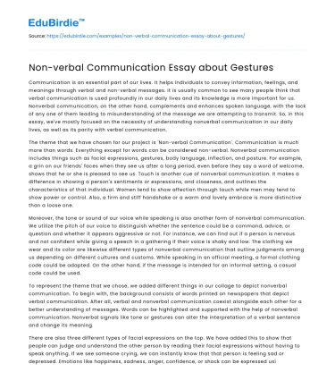 Non-verbal Communication Essay about Gestures