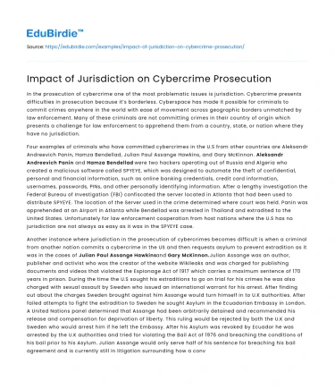 Impact of Jurisdiction on Cybercrime Prosecution