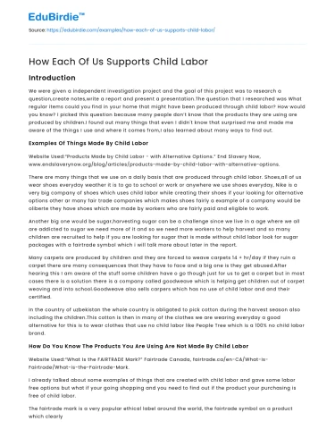 Our Inadvertent Role in Child Labor