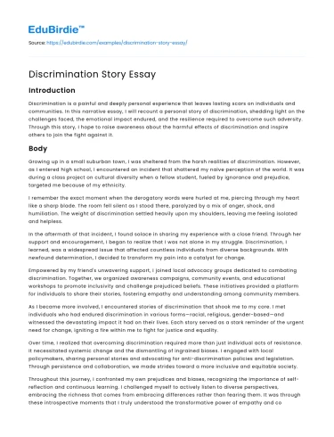 Discrimination Story Essay