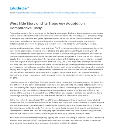 West Side Story and Its Broadway Adaptation: Comparative Essay