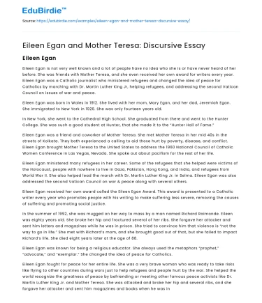 Eileen Egan and Mother Teresa: A Legacy of Compassion