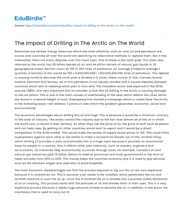 The Impact of Drilling in The Arctic on The World