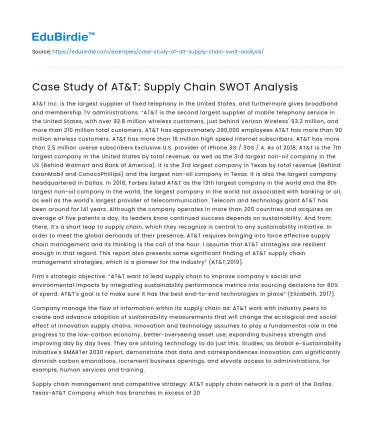 Case Study of AT&T: Supply Chain SWOT Analysis