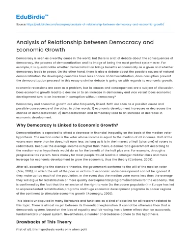Analysis of Relationship between Democracy and Economic Growth