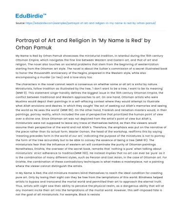 Portrayal of Art and Religion in ‘My Name Is Red’ by Orhan Pamuk