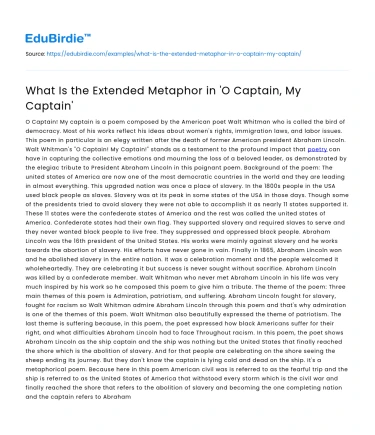 What Is the Extended Metaphor in ‘O Captain, My Captain’