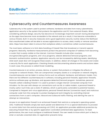 Cybersecurity and Countermeasures Awareness